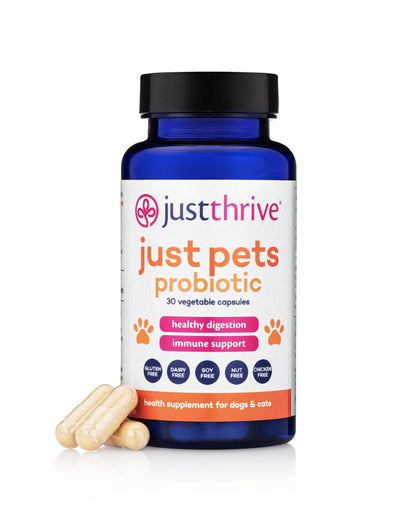 Just Thrive Just Pets Probiotic - Daily Digestive Probiotics for Dogs and Cats - 4 Billion CFUs Pet Probiotic, 30 Capsules Just ThriveBuy Supplements Australia
