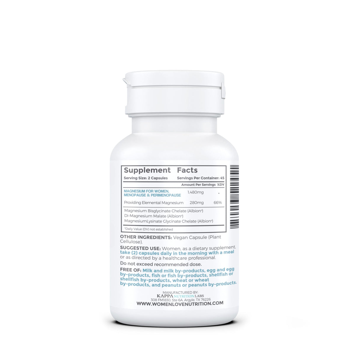 WOMEN LOVE NUTRITION, Magnesium for Women, Menopause & Peromenopause (90 Capsules) WOMEN LOVE NUTRITIONBuy Supplements Australia