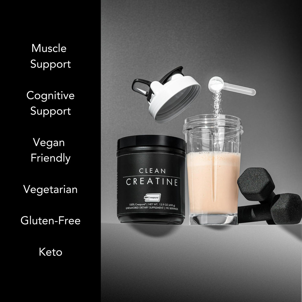 CLEAN Creatine - 100% Creapure® Creatine Monohydrate Powder for Muscle Health, Performance and Cognitive Support | 3rd Party Certified by NSF | 90 Servings | Unflavored | Vegan, Keto, and Gluten-Free CLEANBuy Supplements Australia
