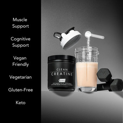 CLEAN Creatine - 100% Creapure® Creatine Monohydrate Powder for Muscle Health, Performance and Cognitive Support | 3rd Party Certified by NSF | 90 Servings | Unflavored | Vegan, Keto, and Gluten-Free CLEANBuy Supplements Australia