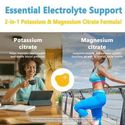 Biobor Potassium Magnesium Gummies, Magnesium Citrate & Potassium Citrate Supplements with Vitamin D3, B6 for Electrolyte Balance, Muscle, Leg Cramps, GMO Free Gluten Free (Pineapple,60 Count) BioborBuy Supplements Australia