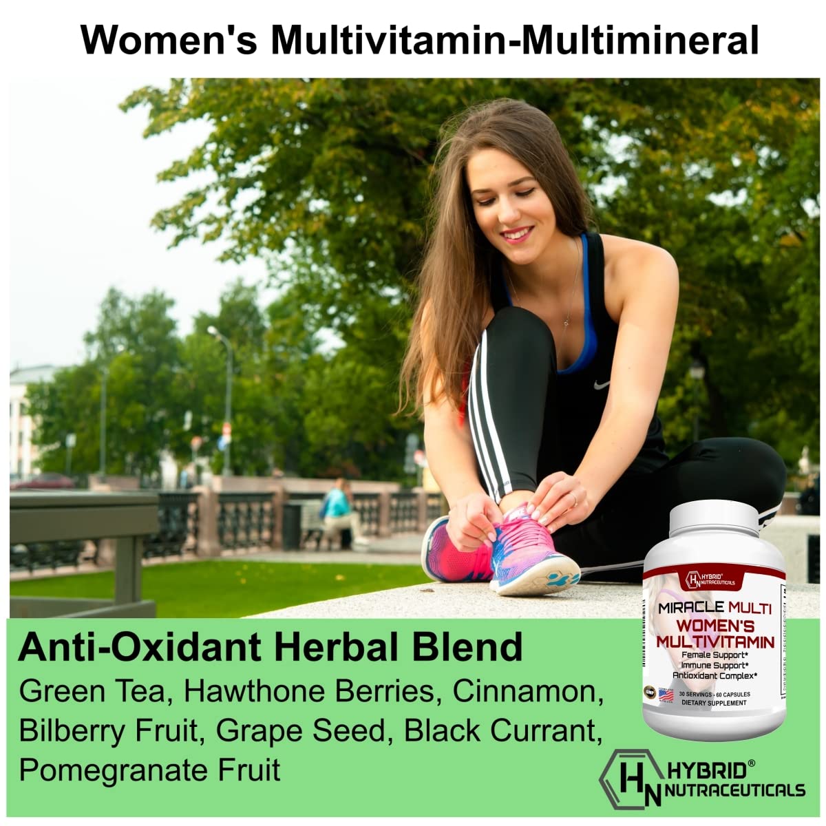 MiracleMulti Multivitamin for Women - Female Support Formula, Immune Support, Minerals, Biotin, Antioxidants & Superfoods Blend – 60 Capsules Hybrid NutraceuticalsBuy Supplements Australia