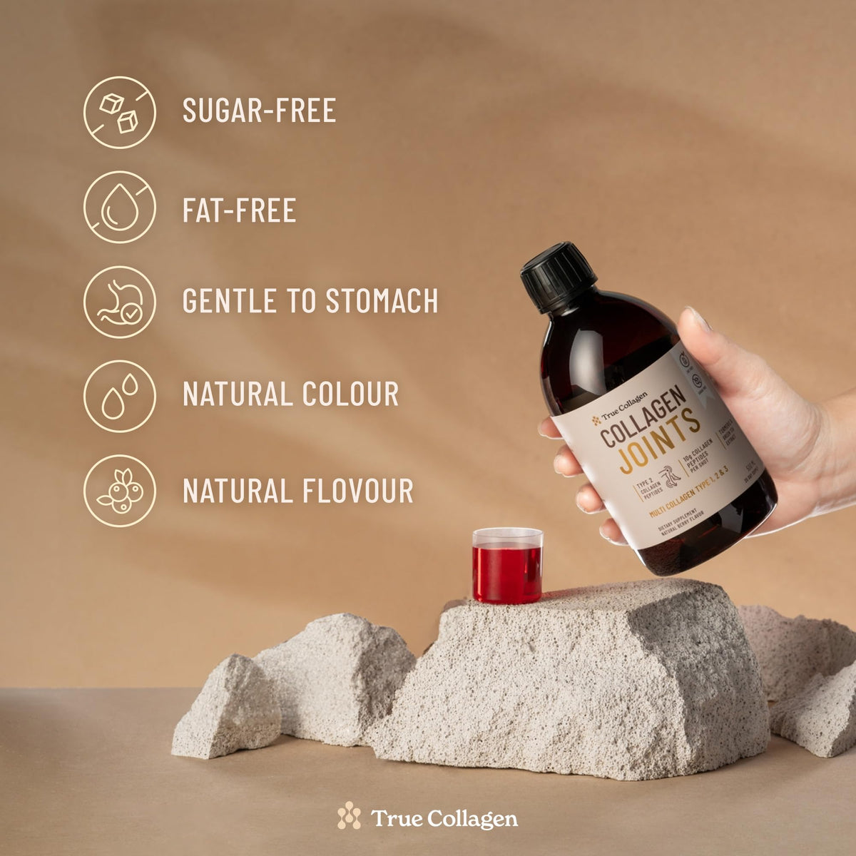 True Collagen Joints | 10,000 mg Hydrolyzed Collagen Liquid Supplement - 500 ml, 20 Day Supply | Glucosamine, MSM and Chondroitin for Healthy Joints | Fat-Free, Sugar-Free, 100% Natural Berry Flavor True CollagenBuy Supplements Australia