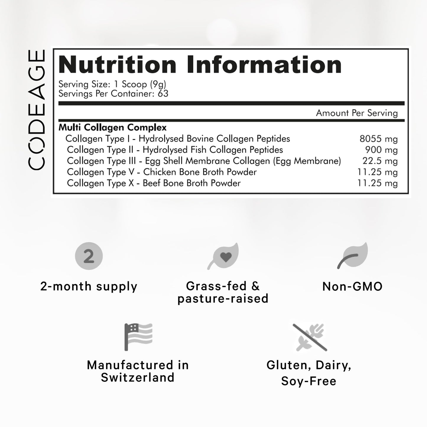 Codeage Multi Collagen Protein Powder Peptides, 2-Month Supply, Hydrolyzed, Type I, II, III, V, X Grass Fed CodeageBuy Supplements Australia
