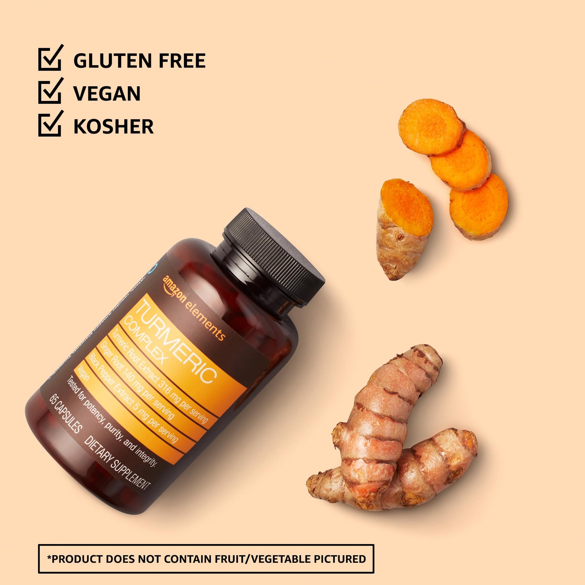 Amazon Elements Turmeric Complex, 316 mg Curcumin, 140 mg Ginger, 5 mg Black Amazon ElementsBuy Supplements Australia