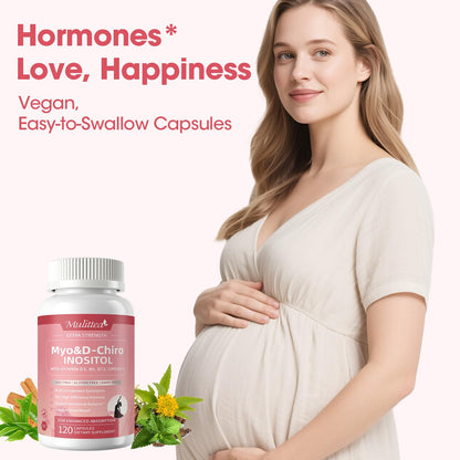 Mulittea Myo-Inositol & D-Chiro Supplement for Women - 14-in-1 Liposomal Inositol with Folic Acid,Omega-3 & Multivitamin for Hormone Balance,Support Ovarian,Skin & Mood- 40:1 Vegan 120 Capsules MulitteaBuy Supplements Australia