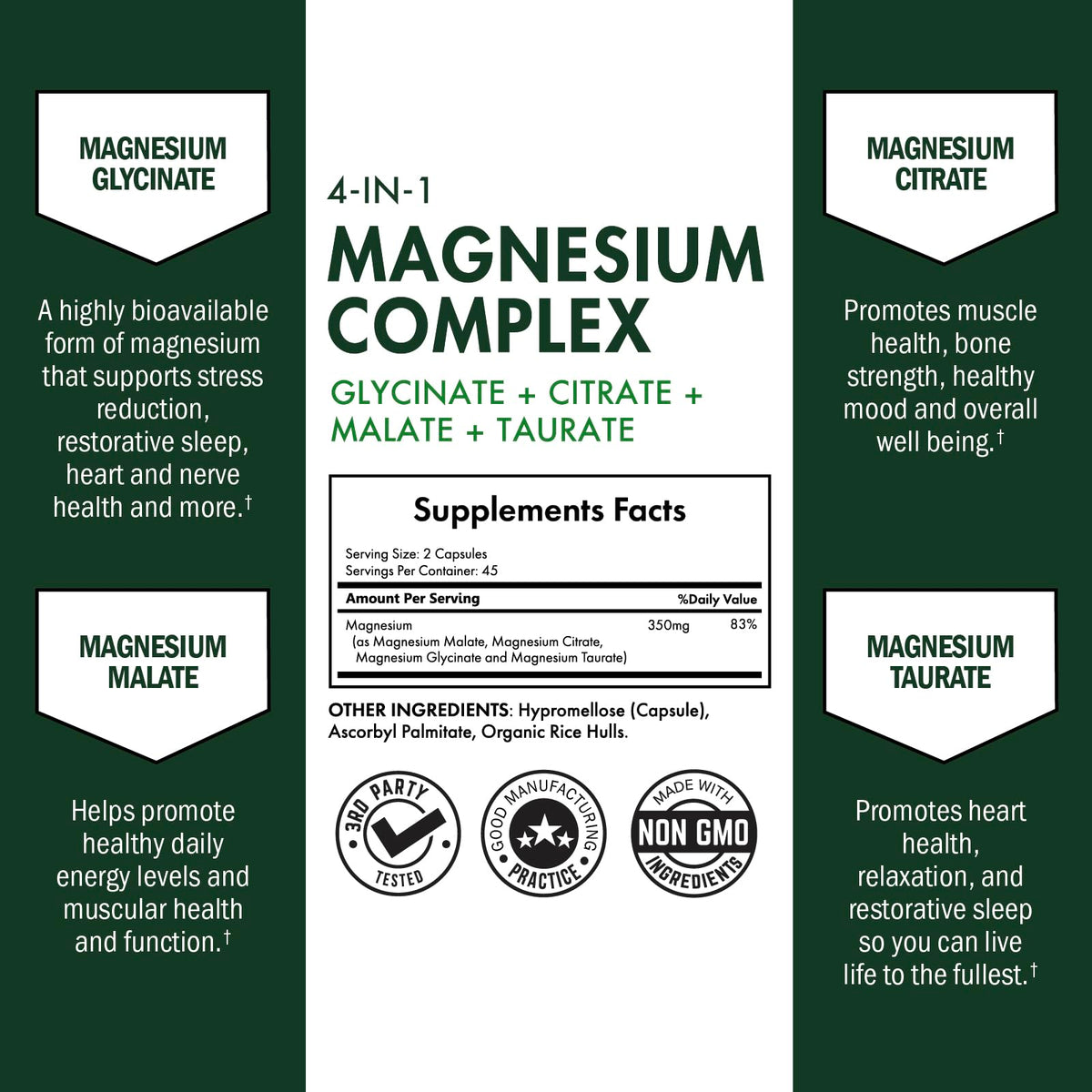 BioSchwartz Magnesium Complex Supplement (90 Capsules) 350mg Magnesium Glycinate Citrate Malate and Taurate Per Serving for Healthy Nerves Muscles Heart Sleep Support (Vegan, Gluten-Free, Non-GMO) BioSchwartzBuy Supplements Australia