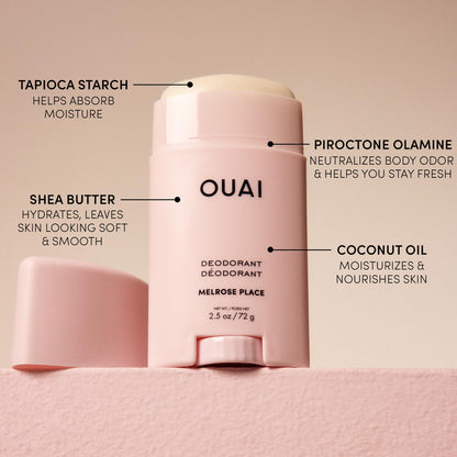 OUAI Aluminum Free Deodorant - Women's Deodorant with 24-Hour Odor Control & Invisible Application - Enriched with Notes of Rose, Berry, Lychee & Pink Peppercorn - Melrose Place (2.5 oz) OUAIBuy Supplements Australia