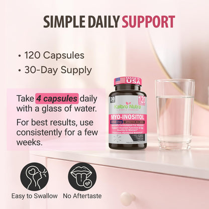 Kaibro Nutra Myo-Inositol Supplement, Myo-Inositol & D-Chiro Inositol 40:1 Ratio, Hormone Balance & Ovarian Support for Women with Vitamin B8, 2050mg, Vegan, Non-GMO Capsules 120 Count Kaibro NutraBuy Supplements Australia