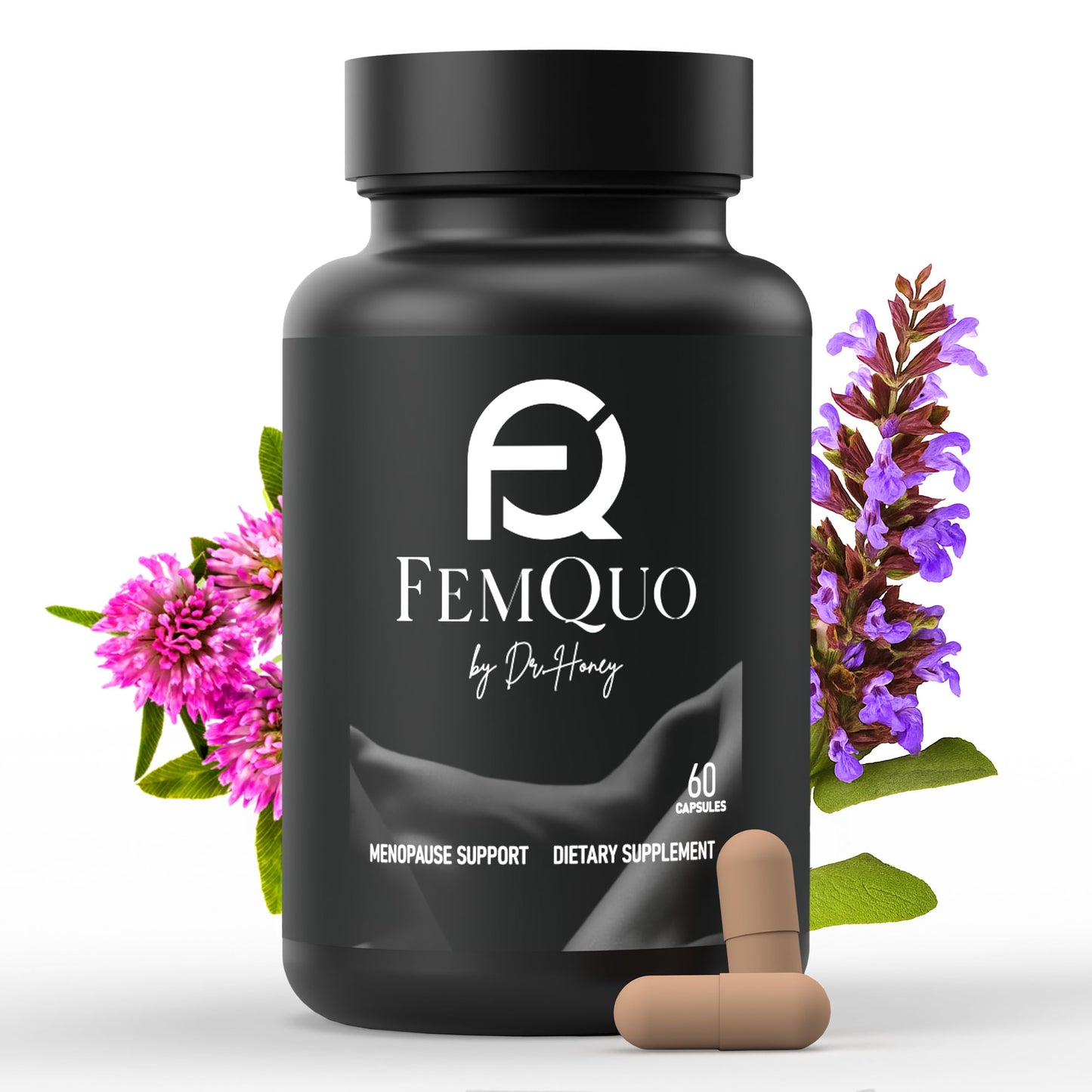 FemQuo by Dr. Honey Menopause & Perimenopause Support for Women Non Hormonal OBGYN Formulated with Rhapontic Rhubarb Red Clover Hops &Sage to Help Hot Flashes Night Sweats Sleep and Mood 60 Capsules FemQuo by Dr. HoneyBuy Supplements Australia