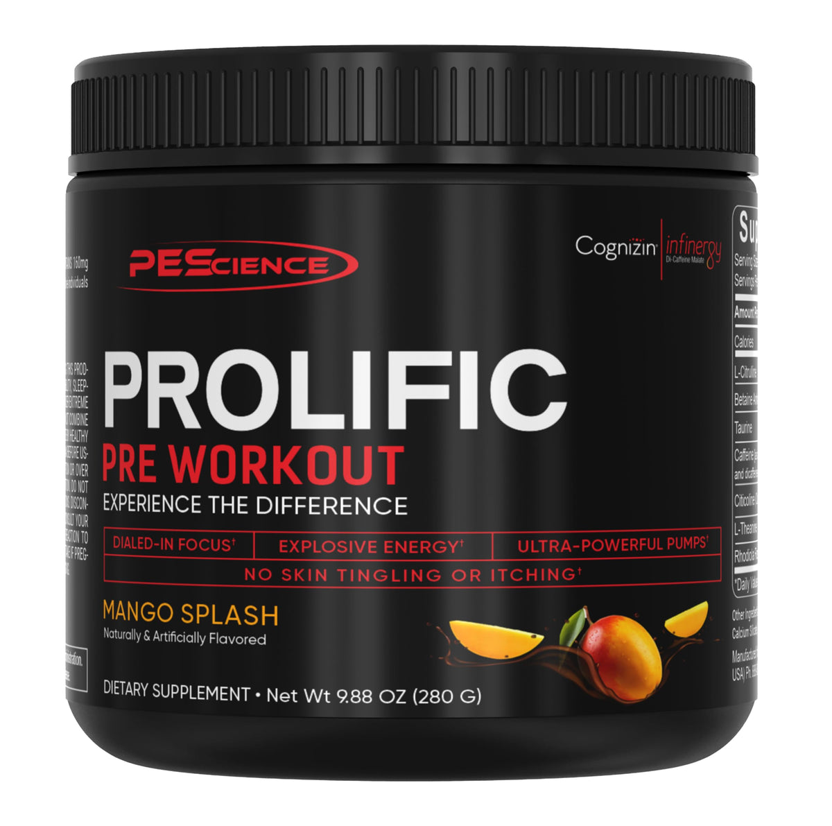 PEScience Prolific Pre Workout Powder for Men & Women with L-Citrulline Nitric Oxide Booster, Energy Powder & Nootropic for Focus – Preworkout Without Beta Alanine – 40 Scoops, Mango Splash PEScienceBuy Supplements Australia