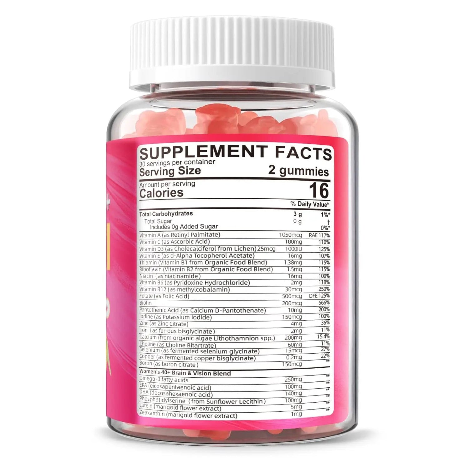 Lerinettia Multivitamin for Women Gummies for 40+ with Omega-3, Niacinamide, B-Complex, Lutein, Iron, Choline, Phosphatidylserine, Vitamin D3 Lerinettia