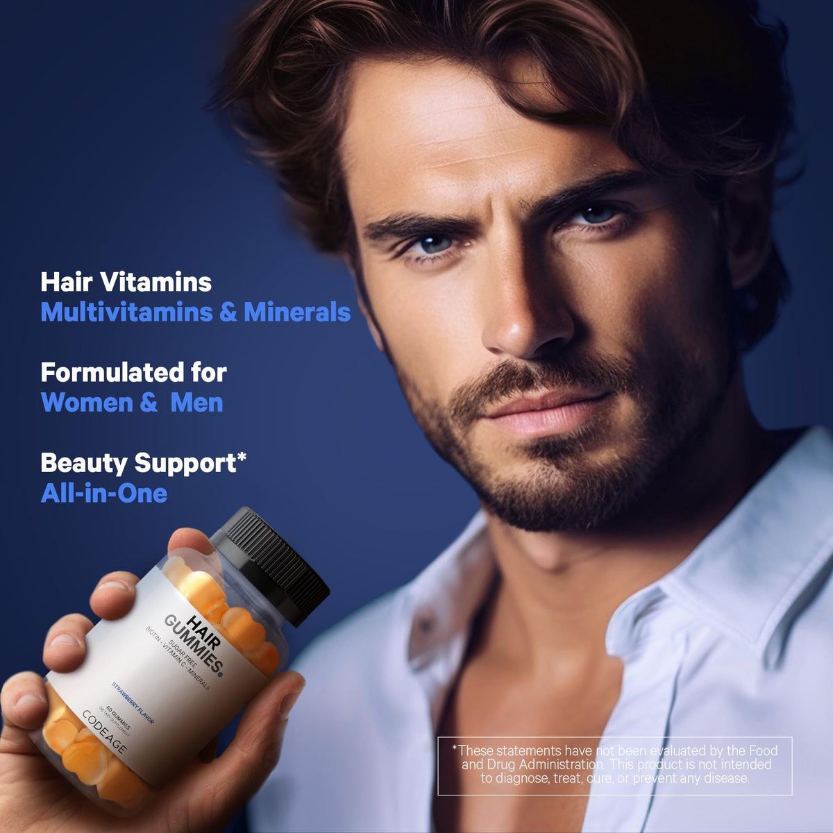 Codeage Hair Gummies, Biotin 5000 mcg, Sugar Free Growth Gummy Vitamins A, C, B6, B12, D3, Zinc, Inositol Supplement CodeageBuy Supplements Australia