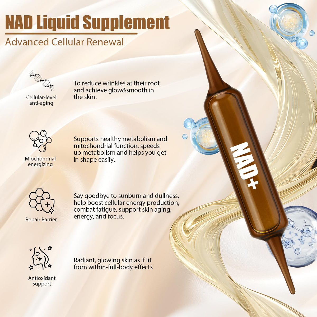 NAD+Advanced Cellular Renewal - 1200mg NAD+Liquid Supplements for Energy & Focus - 10 Vials (1) LexenicBuy Supplements Australia