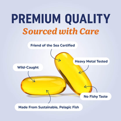 Triple Strength DHA Omega 3 Fish Oil 3600 mg | Over 2100mg Omega-3 Fatty Acids with 860mg of DHA | 1300mg EPA | Best Essential Fatty Acids