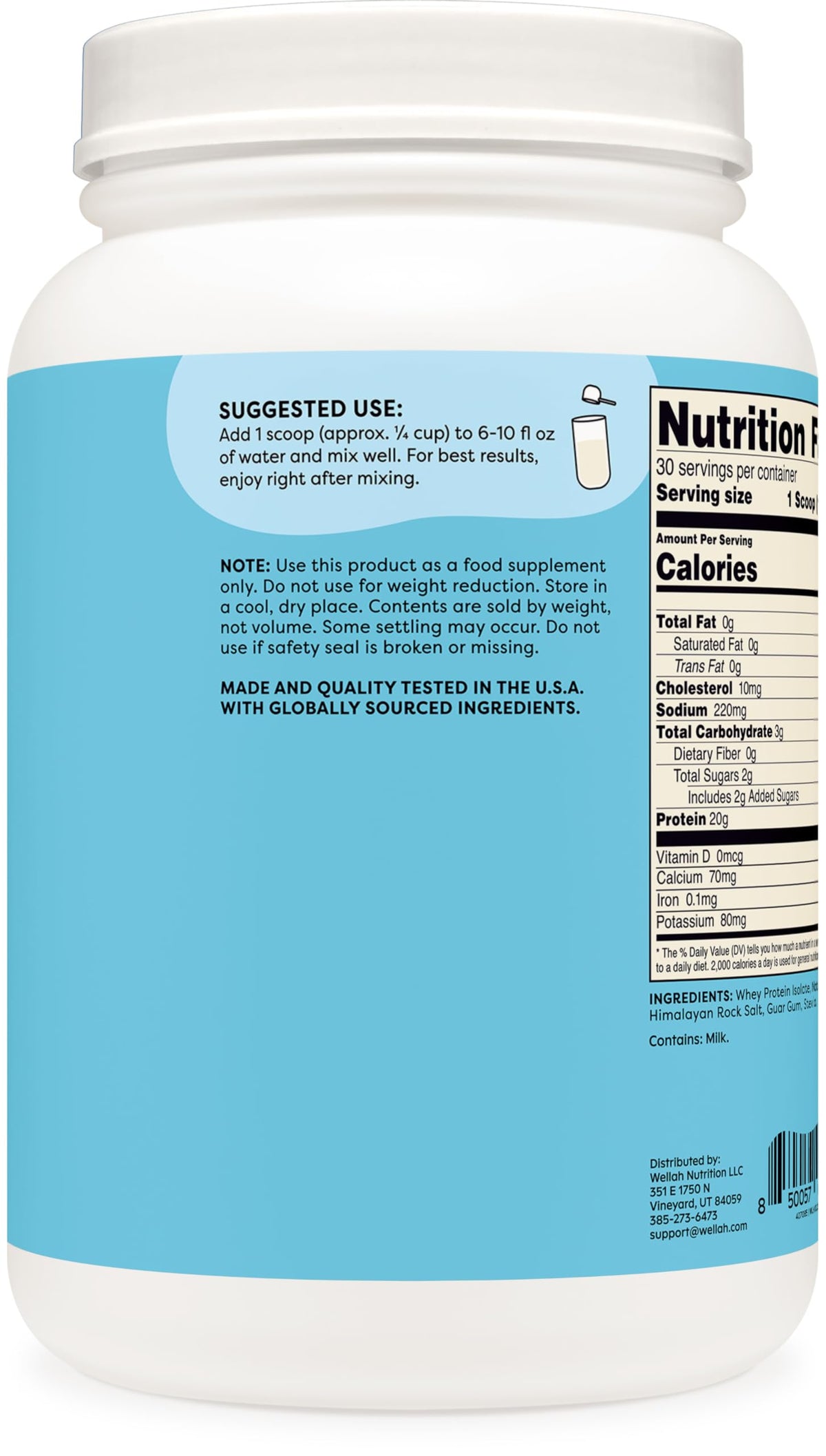 Wellah Your Whey (30 Servings, Vanilla) - Whey Protein Isolate Protein WellahBuy Supplements Australia