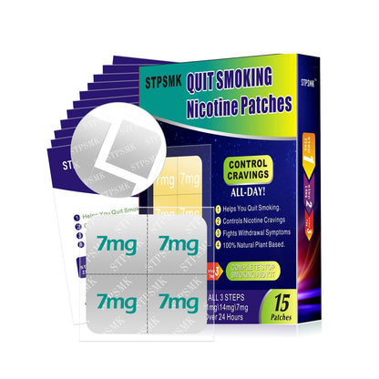 Quit smoking nicotine patches with packaging on a white background