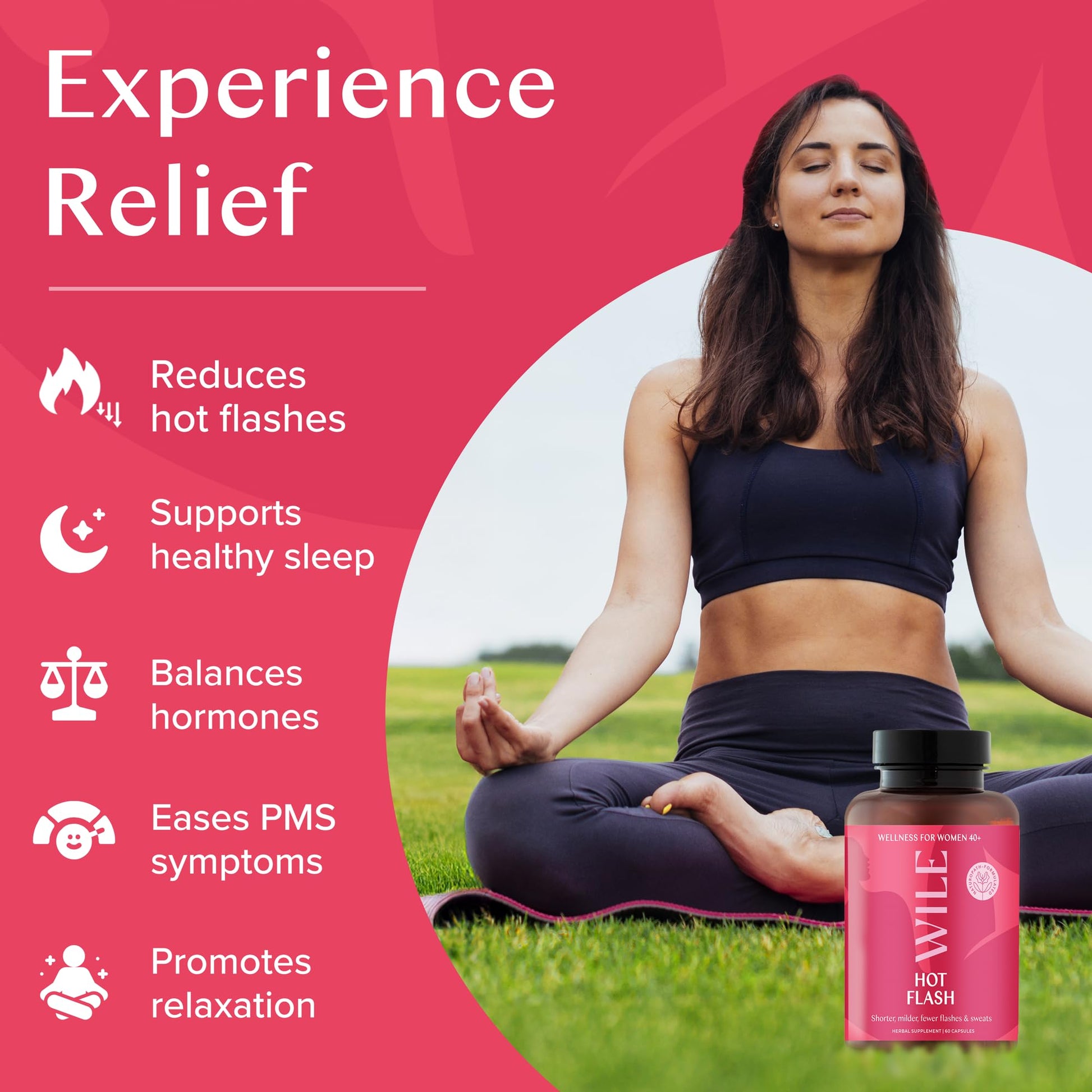 WILE Menopause and Perimenopause Supplements for Women - Hot Flashes and Night Sweats Relief with Kudzu Root - Premenopause Support for Stress, Hot Flash, Hormone Balance & Restful Sleep, 30 Servings WILEBuy Supplements Australia