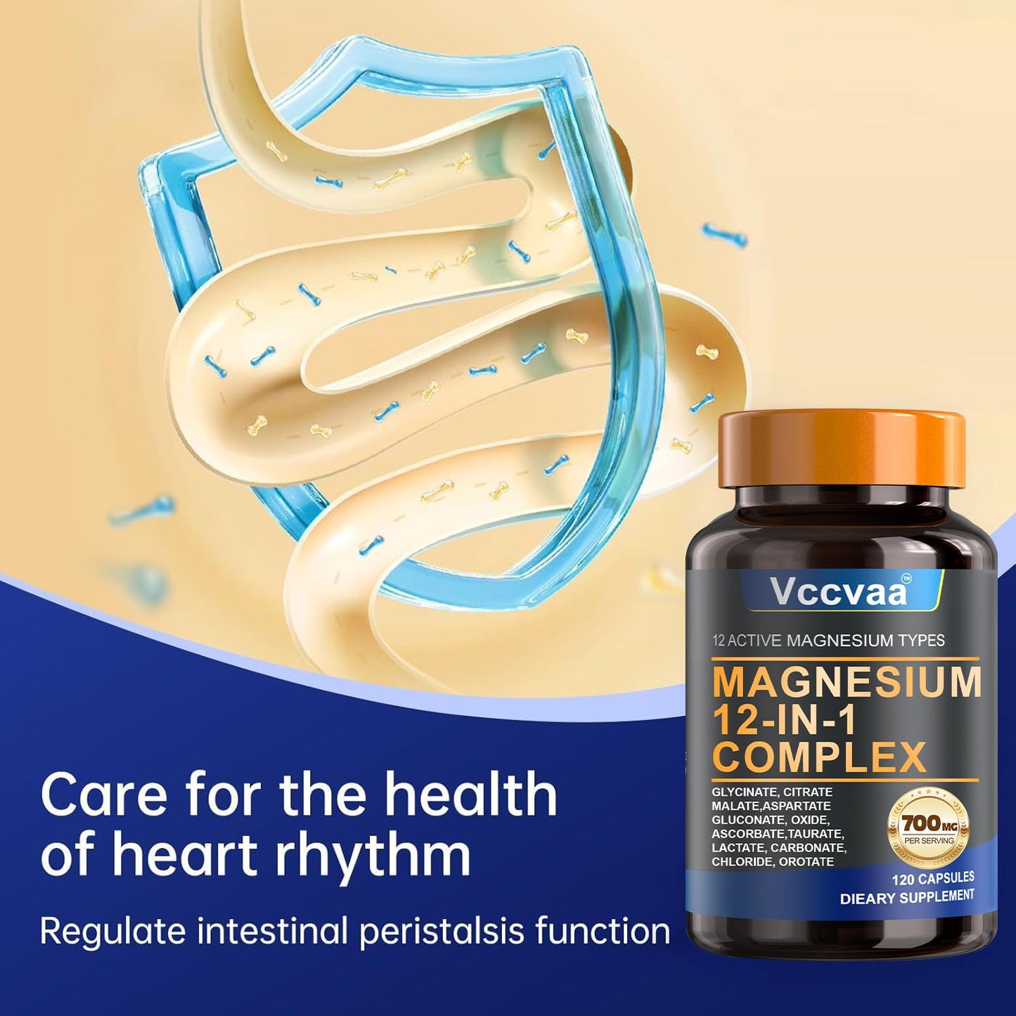 Magnesium Complex 700mg | 12-in-1 High Absorption Supplement | Glycinate, Citrate, Malate, Taurate & More | Sleep Support, Muscle Cramp Relief, Stress, Heart, Bone