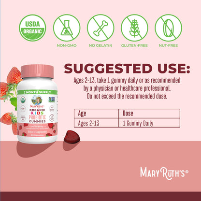 MaryRuth Organics Kids Probiotics for Digestive Health | USDA Probiotic Gummies | 2 Month Supply | Kids Probiotics | Immune Support | Gut Health Supplement | Vegan | Non-GMO | Gluten Free | 60 Count MARYRUTH'SBuy Supplements Australia