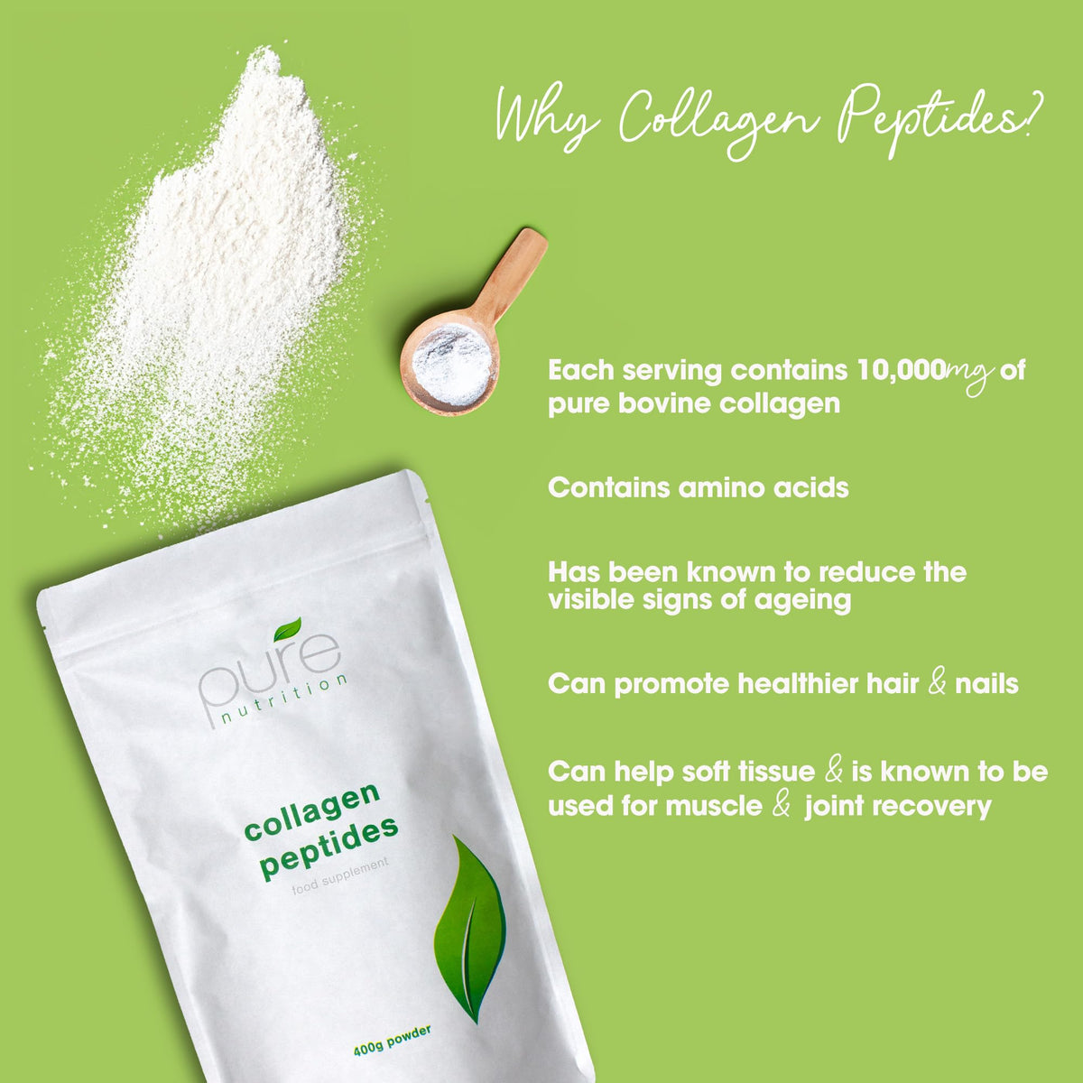 Pure Collagen Powder, Bovine Collagen Peptides Powder by Pure 400g PureBuy Supplements Australia