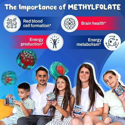 Center-Filled 5-MTHF Folate L-MethylFolate Sugar-Free Gummies - MTHFR Supplement Support with Methylated B1, B6 and Methyl B12 Multivitamins OH MY CHEWY