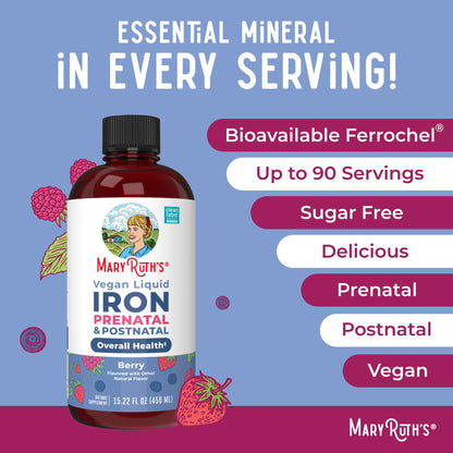 MaryRuth Organics | Liquid Iron Supplement Prenatal & Postnatal for Pregnant & Lactating | Iron Deficiency | Immune Support | Sugar/Gluten Free | Vegan | Non-GMO | 15.22 Fl Oz MARYRUTH'SBuy Supplements Australia