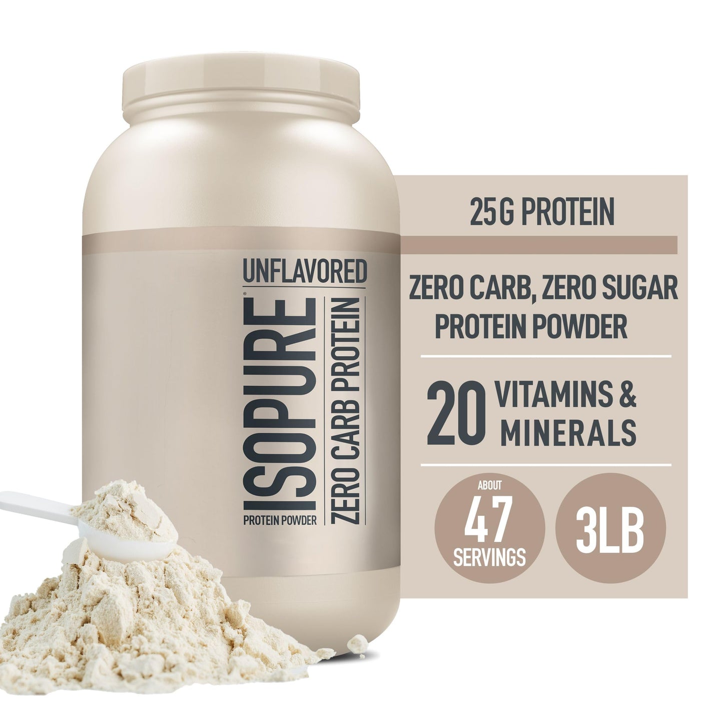 Isopure Unflavored Protein, 25g Whey Isolate, Zero Carb & Keto Friendly, 47 Servings IsopureBuy Supplements Australia