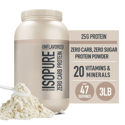 Isopure Unflavored Protein, 25g Whey Isolate, Zero Carb & Keto Friendly, 47 Servings IsopureBuy Supplements Australia