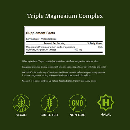 Swanson Triple Magnesium Complex Bone, Nerve, and Muscle Support Supplement for Adults Seeking Optimal Magnesium Absorption - 400 mg (300 Vegan Capsules) Swanson buy supplements Au