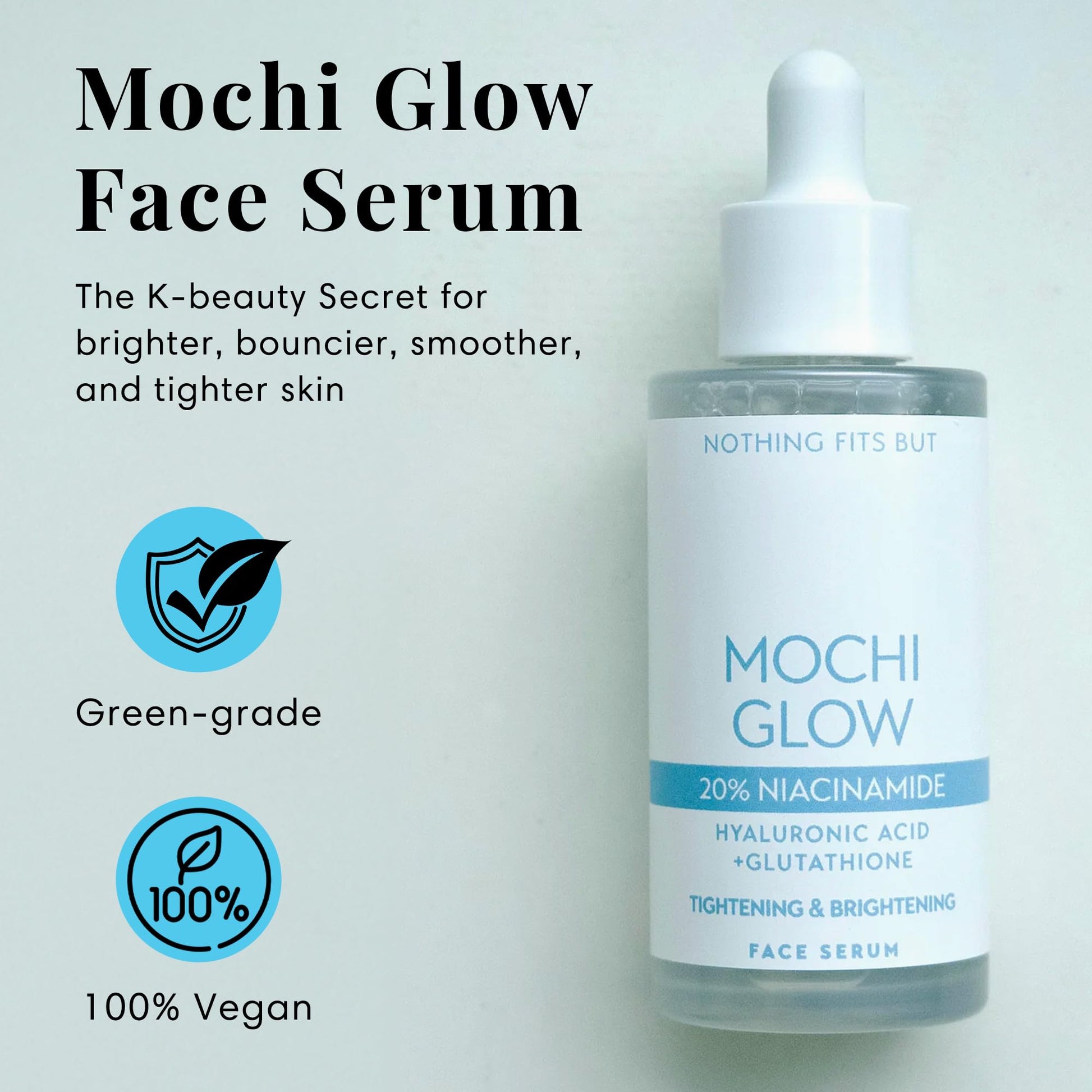 Mochi Glow 20% Niacinamide Serum for Face, High Potency Pore Tightening Skin Serum with Hyaluronic Acid & Glutathione, Anti-Aging Serum for Dark Spots & Fine Lines, Korean Skincare, 50ml/1.7fl.oz. NOTHING FITS BUT buy supplements Au