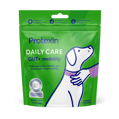 Protexin Daily Care Gut+ Mobility | 60 Dog Chews, Chicken and Bacon Flavor Dog Supplement | Probiotics for Dogs, Dog Postbiotics ProtexinBuy Supplements Australia