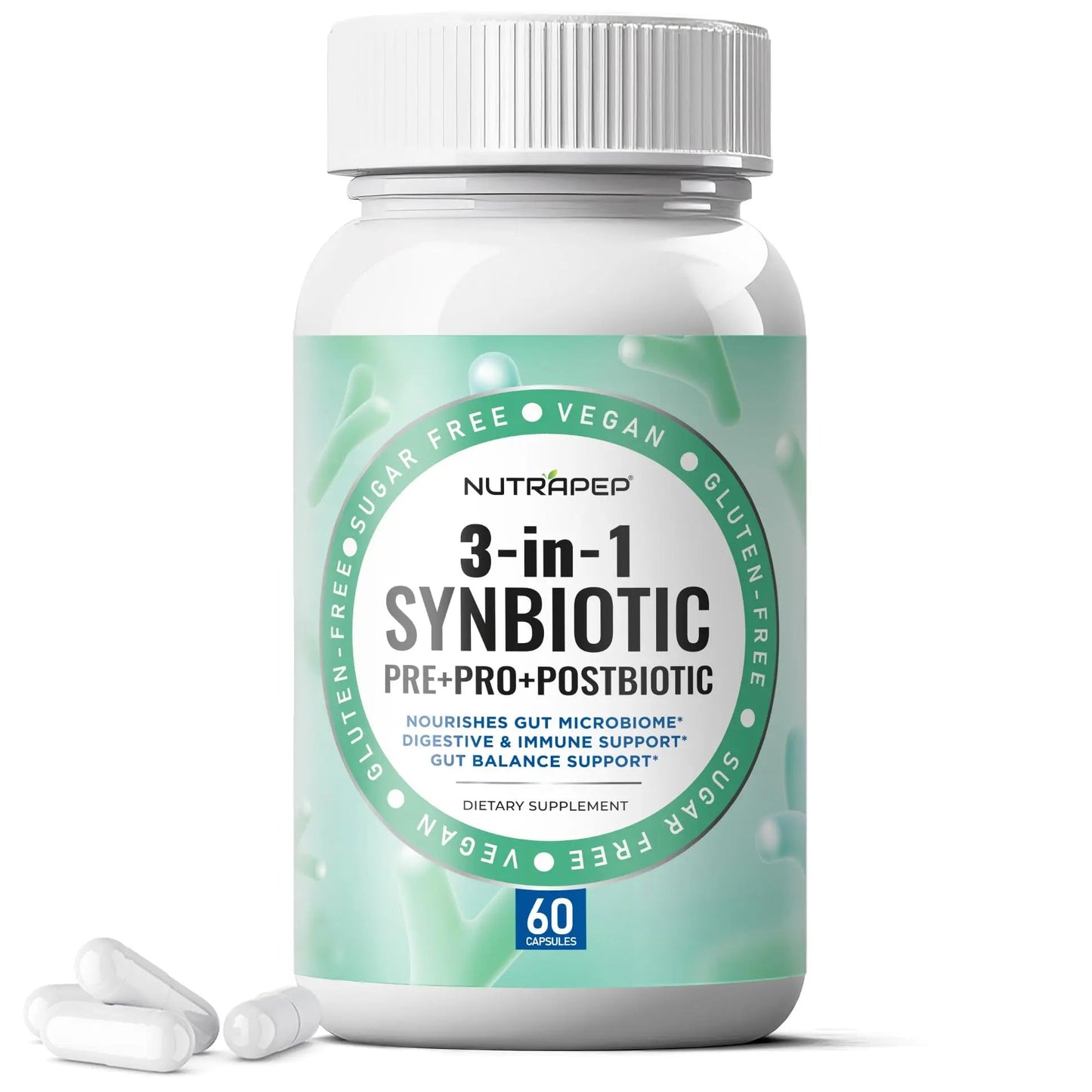 NutraPep Synbiotics Probiotic Prebiotic Postbiotic - Daily Gut Health Support with Pre Pro & Post Biotics for Men Women - Digestive & Immune Support Balance Synbiotic Supplement - Vegan Gluten Free NutraPepBuy Supplements Australia