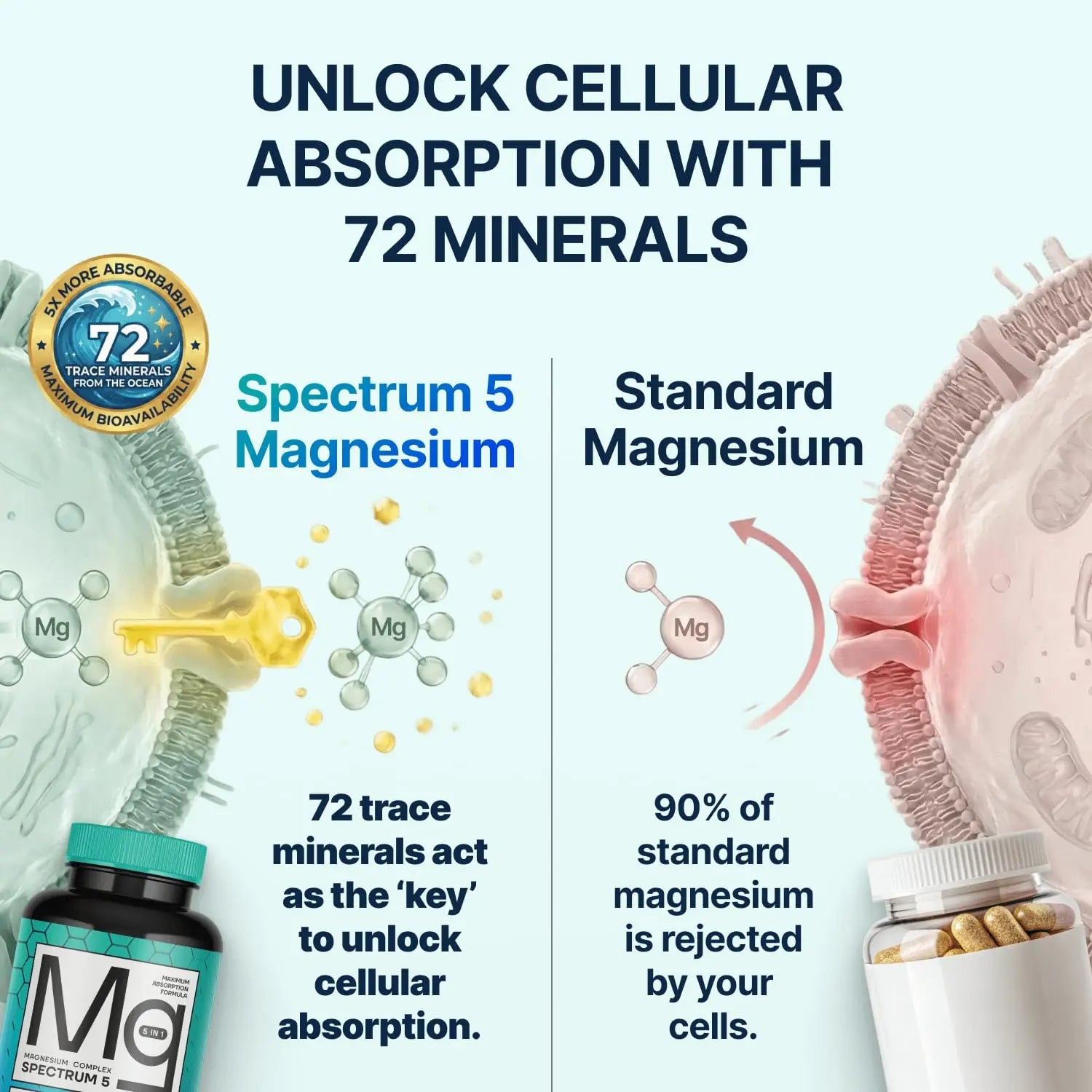 Spectrum 5 Magnesium | 5-in-1 Complex + 72 Trace Minerals for Enhanced Absorption | Irish Sea Sourced | 500mg per Serving SonoHealth canada supplements