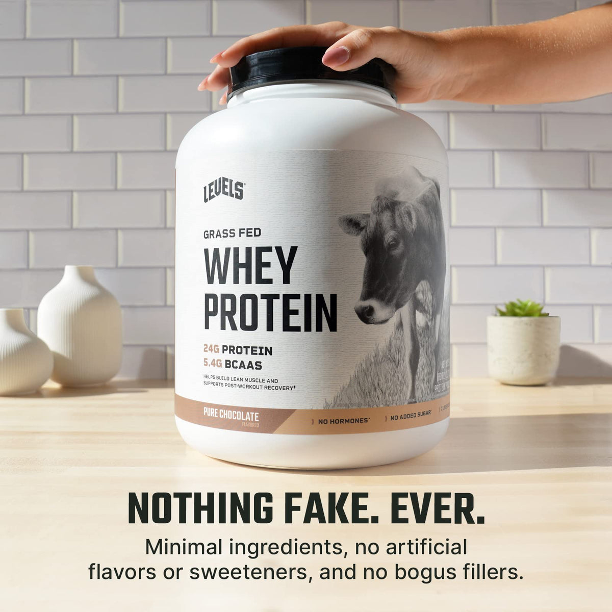 Levels Grass Fed 100% Whey Protein, No Hormones, Pure Chocolate, 5LB Levels NutritionBuy Supplements Australia