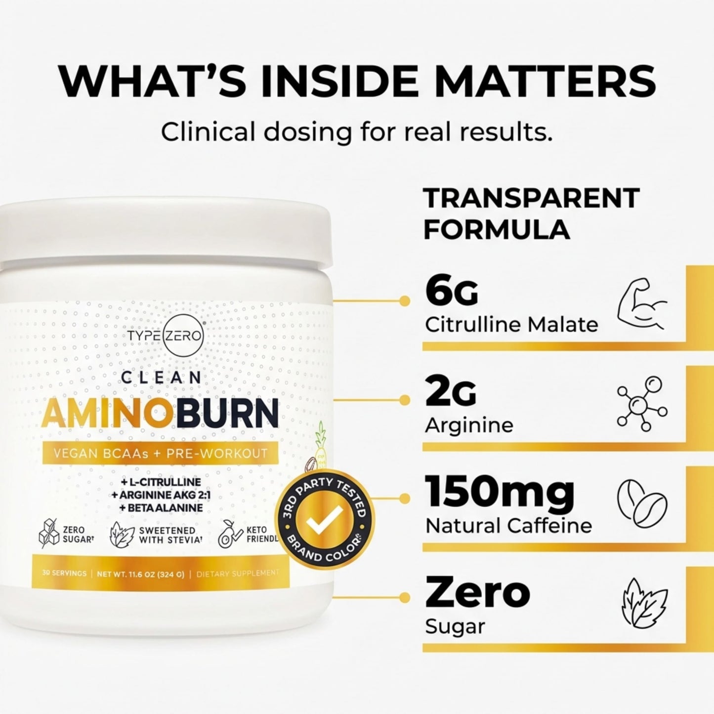 Type Zero Amino Burn Vegan BCAAs + Pre-Workout (Pina Colada Flavored) Type ZeroBuy Supplements Australia