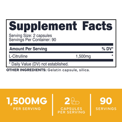 Type Zero L-Citrulline Capsules (180 Capsules) (1500 mg per Serving) - GMO-Free Type ZeroBuy Supplements Australia