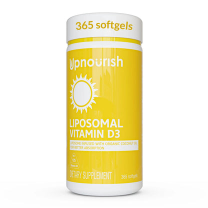 UpNourish Liposomal Vitamin D3 5000 IU Softgels - 1 Year Supply | Organic Coconut Oil Infused Vitamin D Supplements - Support Bone, Dental, Heart, Mood & Immune Health - Non GMO Gluten Free - 365 ct UpNourish buy supplements Au