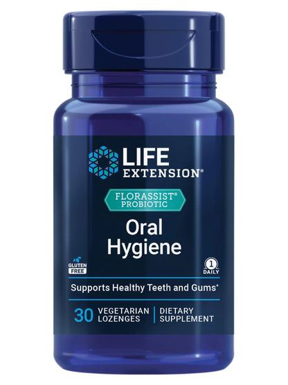 Life Extension FLORASSIST® Probiotic Oral Hygiene, Oral probiotic for Teeth and Gums, pH Levels, Dental Hygiene, Immune Support, BLIS M18™, Once Daily, Gluten Free, Vegetarian, 30 lozenges Life ExtensionBuy Supplements Australia