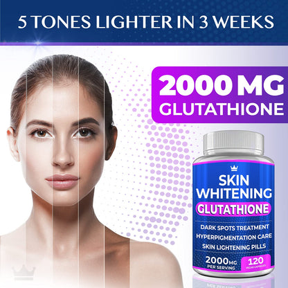 Glutathione Whitening Pills - 120 Capsules 2000mg Glutathione - Effective Skin Lightening NORTHERN CROWN COSMETICSBuy Supplements Australia