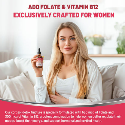 HOLLEGEND Cortisol Supplements for Women, Cortisol Wellness Liquid Drops, 16 in 1 Cortisol Detox Reducer w. Ashwagandha, Magnesium, L-Theanine, Folate for Relaxation & Hormone Balance, Strawberry HOLLEGENDBuy Supplements Australia