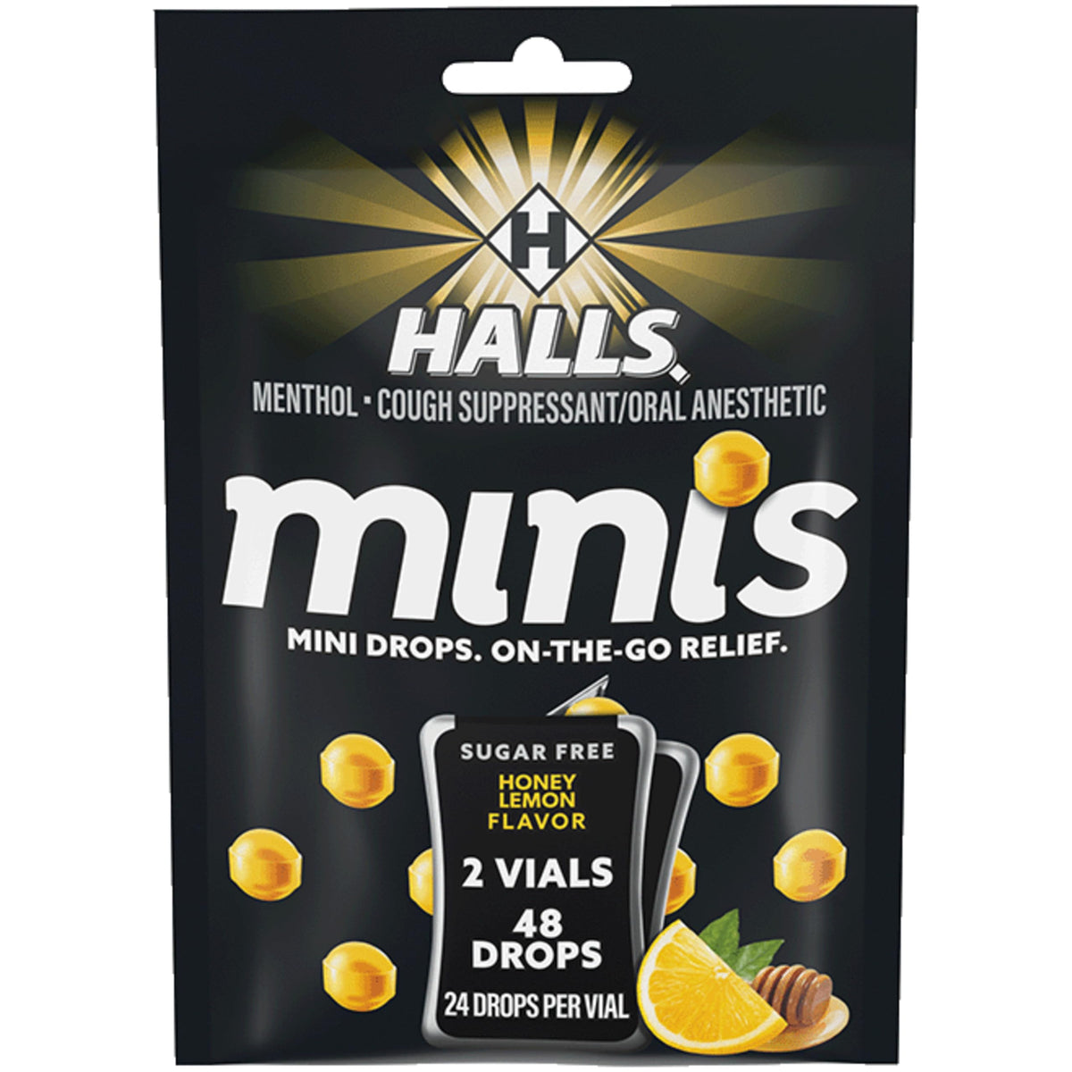 Halls Minis Honey Lemon Flavor Sugar Free Cough Drops, 48 Drops HALLS buy supplements Au