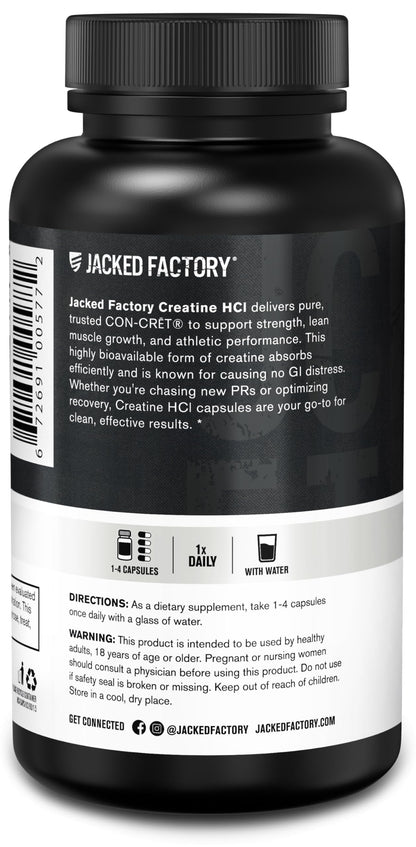 Jacked Factory Creatine HCl Capsules - CON CRET Creatine Pills 750mg - Lean Muscle Growth & Recovery, Boost Strength & Endurance, No Bloating or Cramps - 120 Capsules Jacked FactoryBuy Supplements Australia