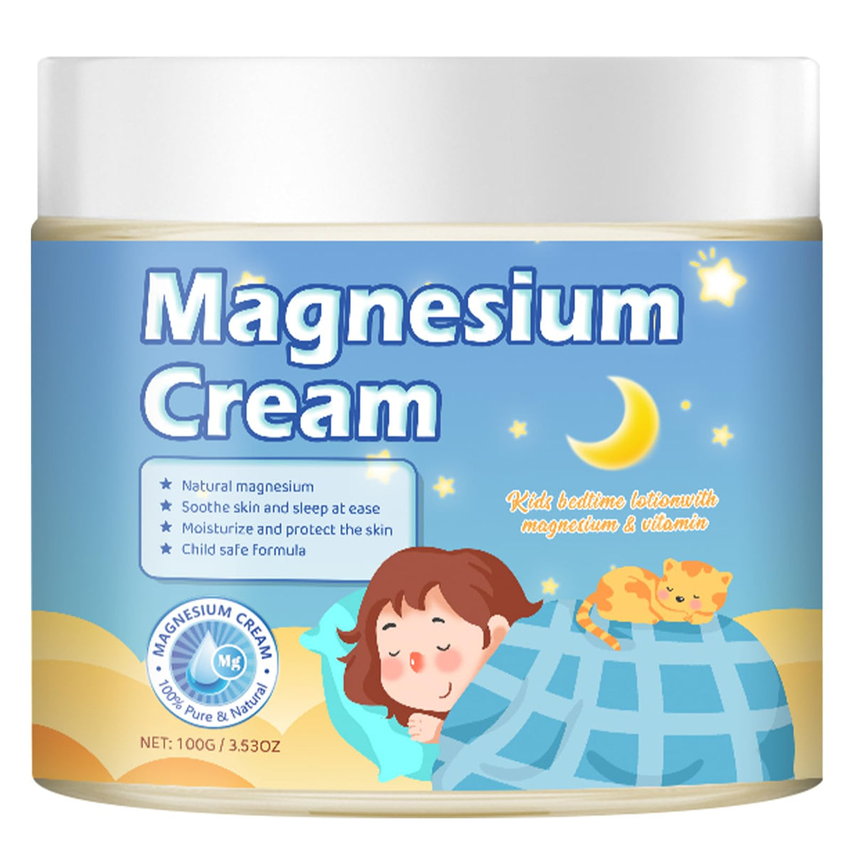 100g Magnesium Lotion for Kids Sleep,Nighttime Magnesium Cream,Soothe and Relax Your Body Before Bed,Safe for Both Adults and Children,Natural Calming Cream Support for Sleep KzaioBuy Supplements Australia