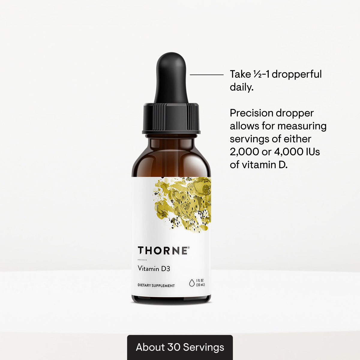 THORNE - Vitamin D3 with a Metered Dispenser - Liquid Vitamin D Vegan Supplement - Supports Healthy Bones, Teeth, Muscles, Cardiovascular & Immune Function* - 4,000 IU - 1 Fl Oz (30 mL) - 30 Servings THORNEBuy Supplements Australia
