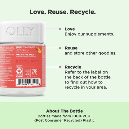 OLLY Probiotic + Prebiotic Gummy, Digestive Support and Gut Health, 500 Million CFUs, Fiber, Adult Chewable Supplement for Men and Women, Peach, 30 Day Supply - 30 Count OLLYBuy Supplements Australia