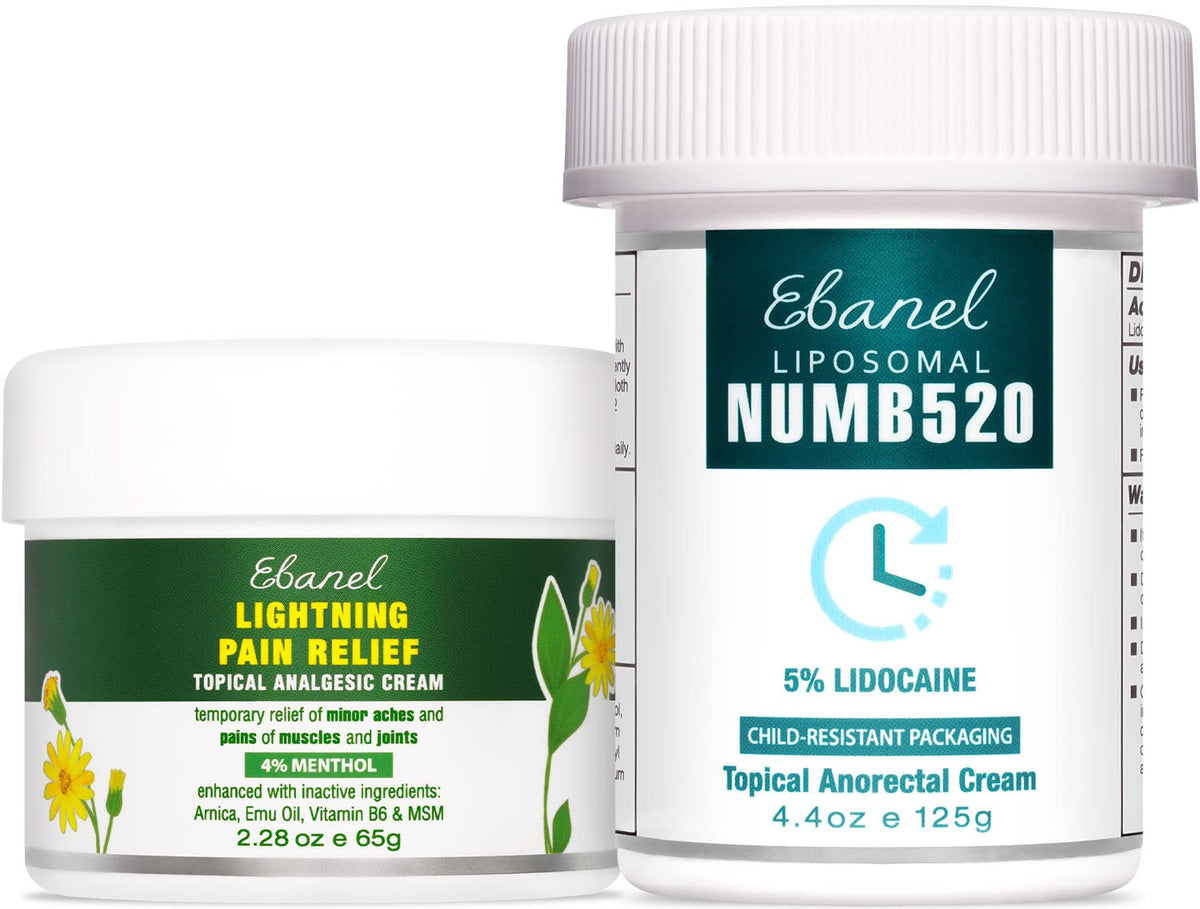 Ebanel Bundle of Pain Relief Cream Arnica Menthol 2 Oz, and Topical Numbing Cream 4 Oz Ebanel buy supplements Au