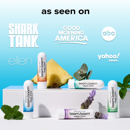 BoomBoom Nasal Stick | Vapor Flow Technology | Cool Refreshing Sensation | Natural Mood Boost | Simple Ingredients | Essential Oils + Menthol Inhaler (Mint, Wintermint, Tropical, Spearmint) BoomBoom buy supplements Au