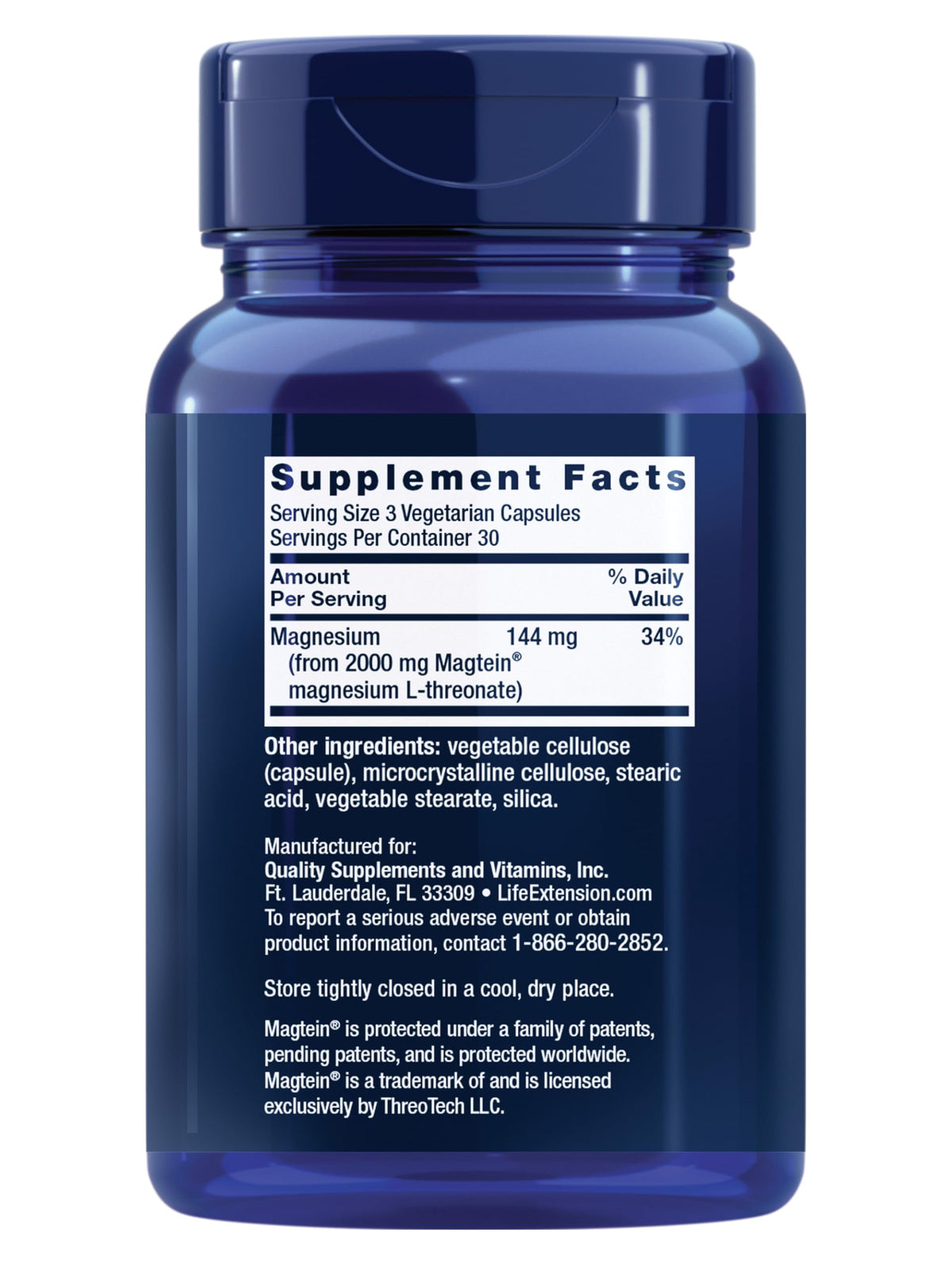 Life Extension Neuro-Mag Magnesium L-Threonate, Memory Health, Quick Thinking, Cognitive Health Support, Vegetarian, Non-GMO, 90 Vegetarian Capsules