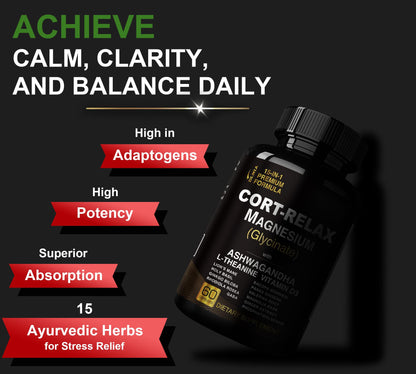 Super Calm Cortisol Supplements for Women & Men with Magnesium Glycinate, Ashwagandha, L-Theanine, Phosphatidylserine, Ginkgo & Lions Mane for Calm, Focus, Mental Clarity, Relaxation, Sleep, Energy DLNIABuy Supplements Australia